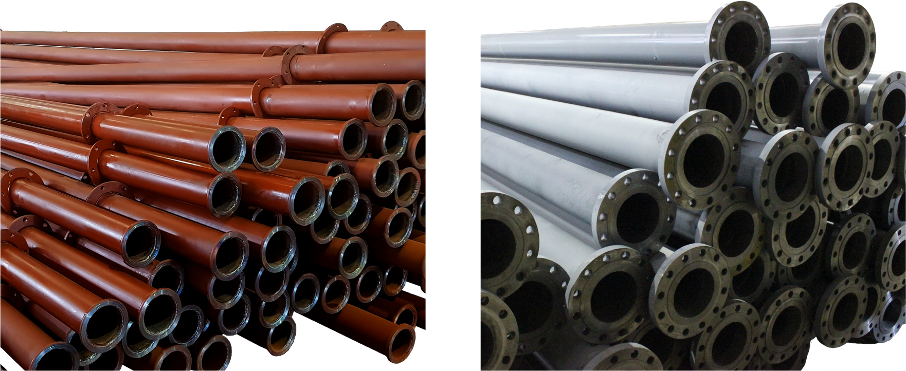 Flanged pipe and its elements (tee-branch pipes, bends)